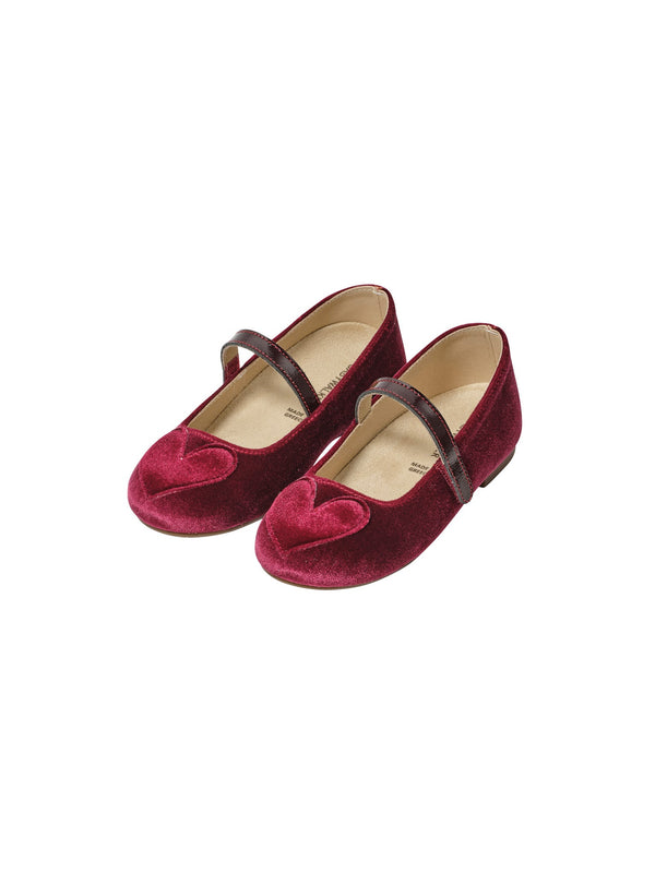 Single Strap Velcro Velvet Fabric Ballerinas