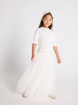 White Classic Skirt & Elyseé Top Two Piece Set | Value $316