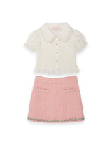 Pink Audrey Skirt & White Bridgette Blouse Two Piece Set | Value $230