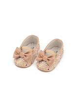 Handmade Bow Embellished Glitter Ballerinas