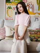 White Audrey Skirt & Pink Elysee Top Two Piece Set | Value $215