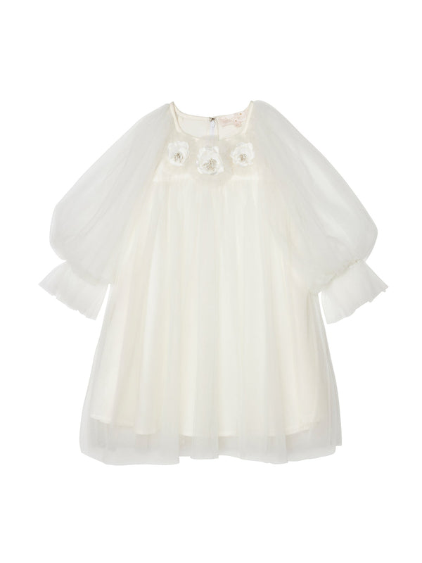 Snowy Petal Tulle Dress