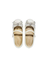 Pearl Bow Embellished Metallic Ballerinas