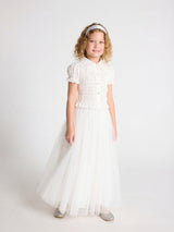 White Classic Skirt & Blouse Two Piece Set | Value $230