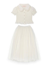 White Classic Skirt & Blouse Two Piece Set | Value $230